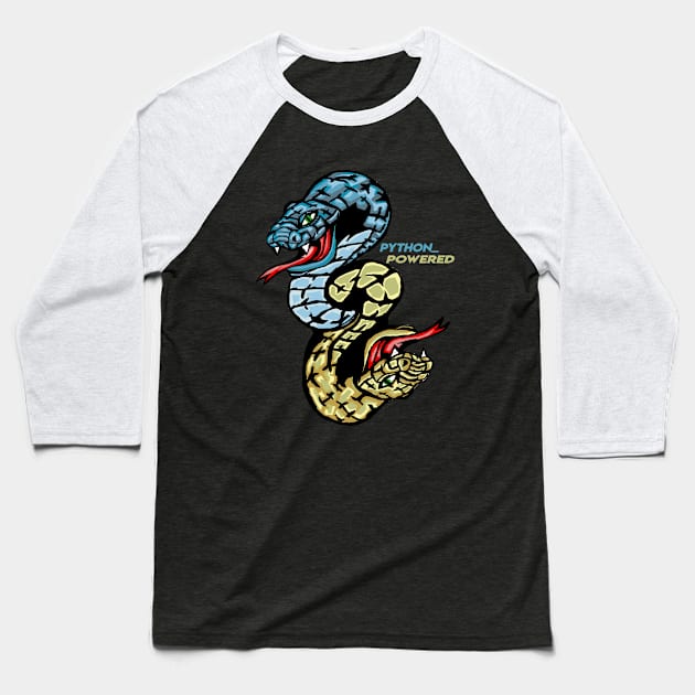 Python Powered Baseball T-Shirt by FungibleDesign